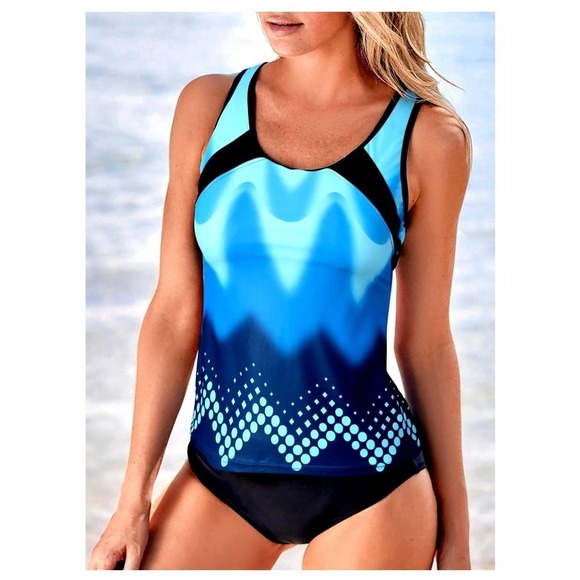 Other - Tankini Swimsuit Womens Medium Blue Ombre New Racerback Two Piece